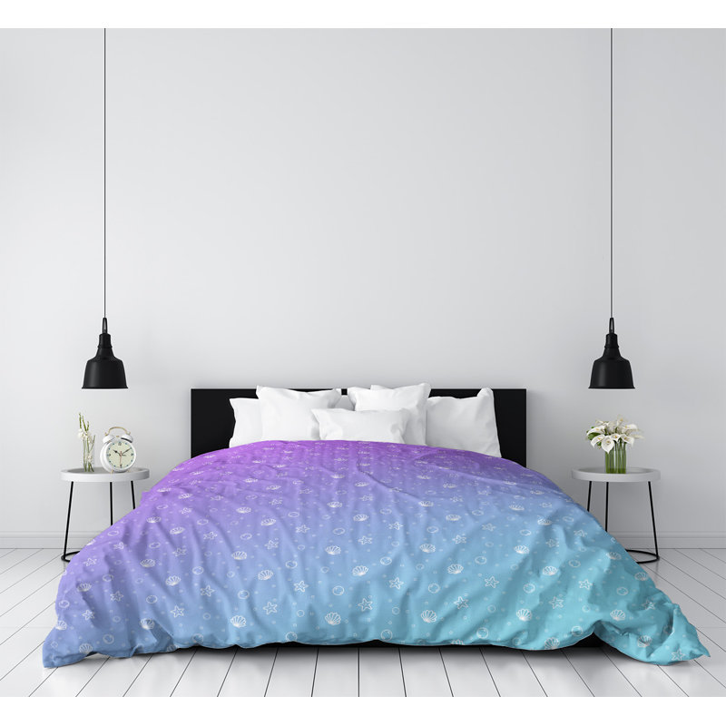 Housse de couette Katelyn Elizabeth, Housse de couette pour très grand lit, Polyester brossé, Violet moyen / bleu ciel
