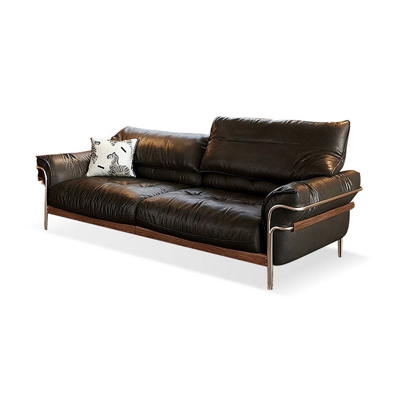 Canapé modulaire noir en similicuir, H 37,01 po x l 94,49 po x P 37,01 po