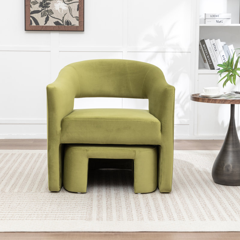 Fauteuil demi-tonneau avec repose-pieds Kyah, Vert