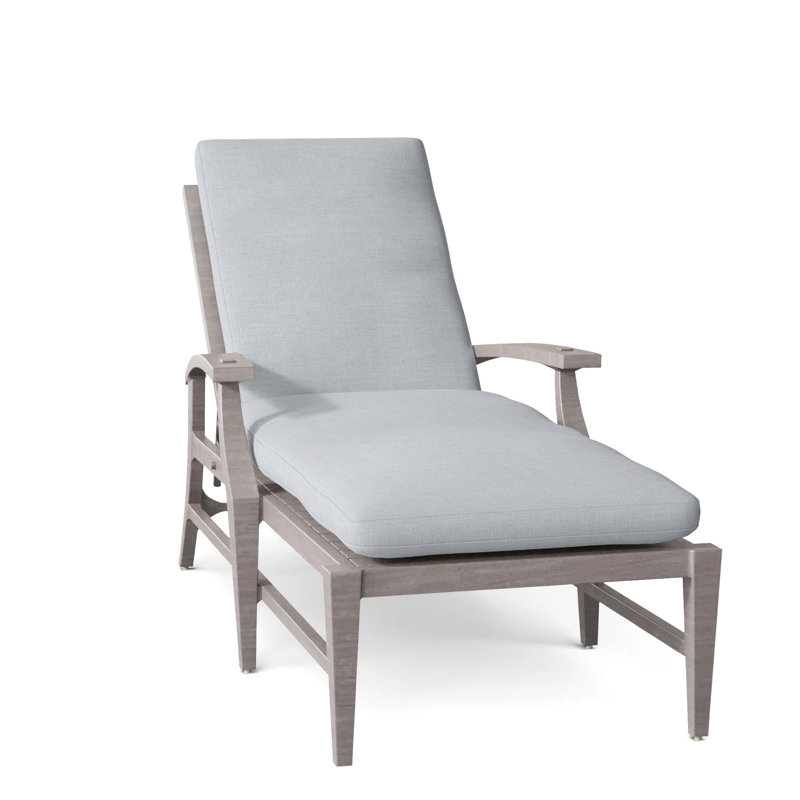 Croquet Aluminum Outdoor Chaise Lounge, No Welt, Oyster, Linen Chambray