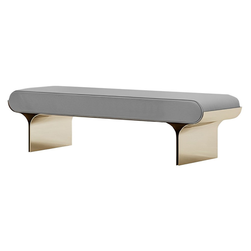 Toriona Faux Leather Upholstered Bench, Gray, 17.71" H x 70.86" W x 15.74" D