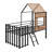Metal Loft Bed With Roof, Window, Guardrail And Ladder-1313621874