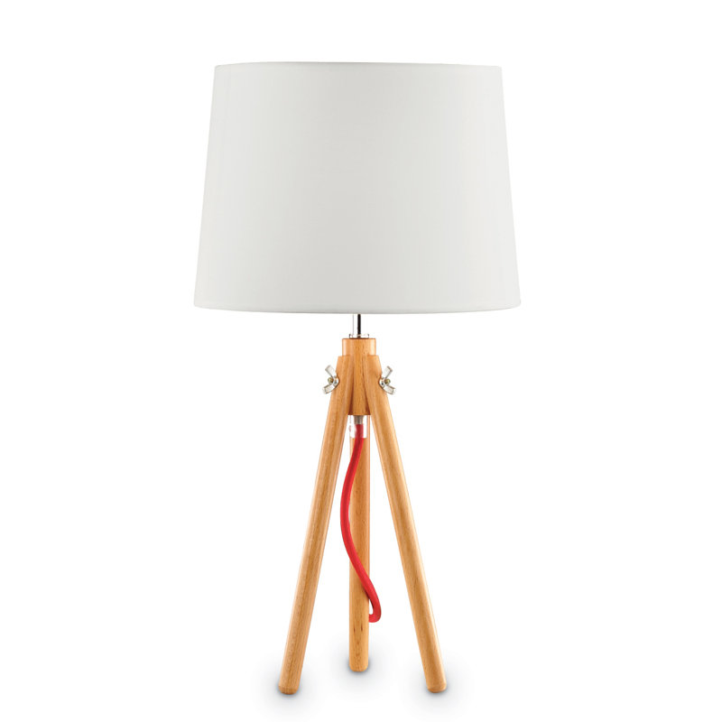 Lampe de table à trépied 18,11 po Ewart, Brun / Blanc