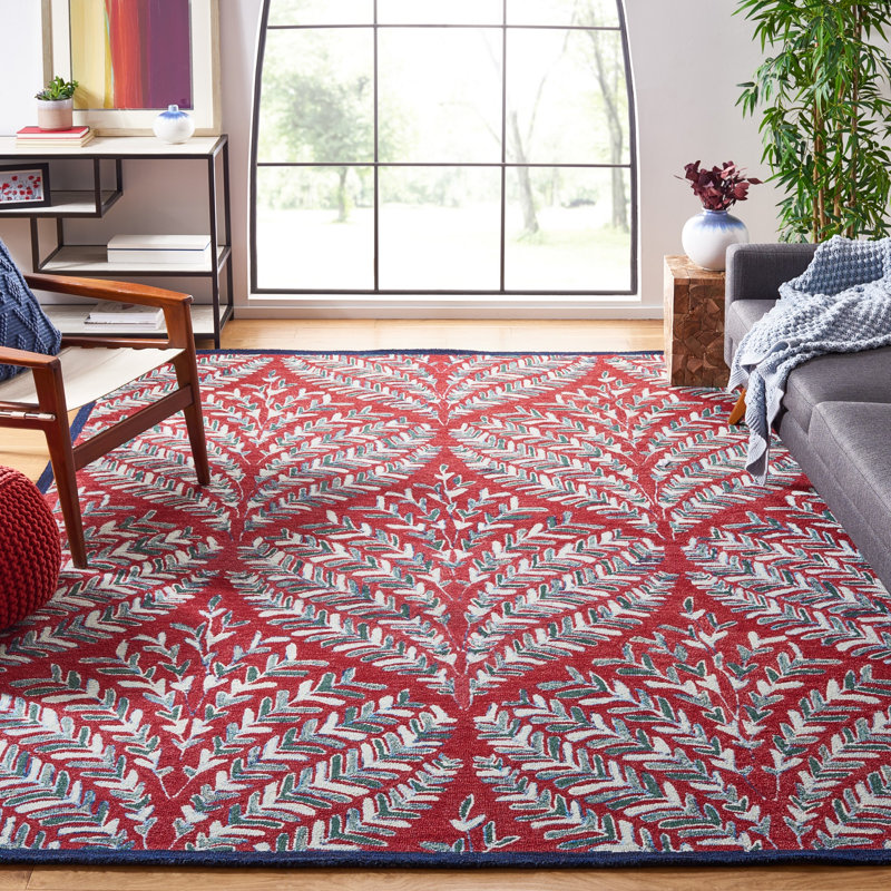 Chaitra Hand Tufted Wool Floral Rug, Square 3'
