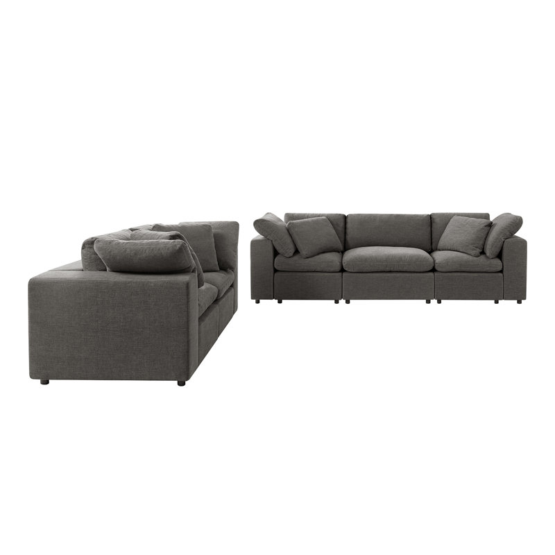 Canapé modulaire rembourré Alberto, Polyester gris