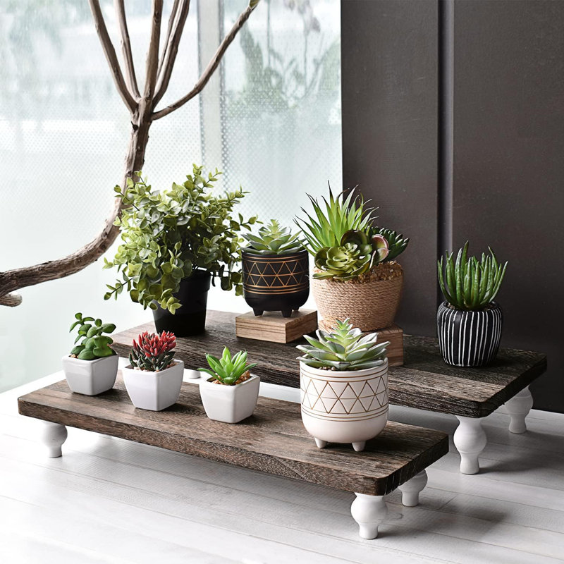 Espresso Oak Wood 2-Piece Display Riser Set