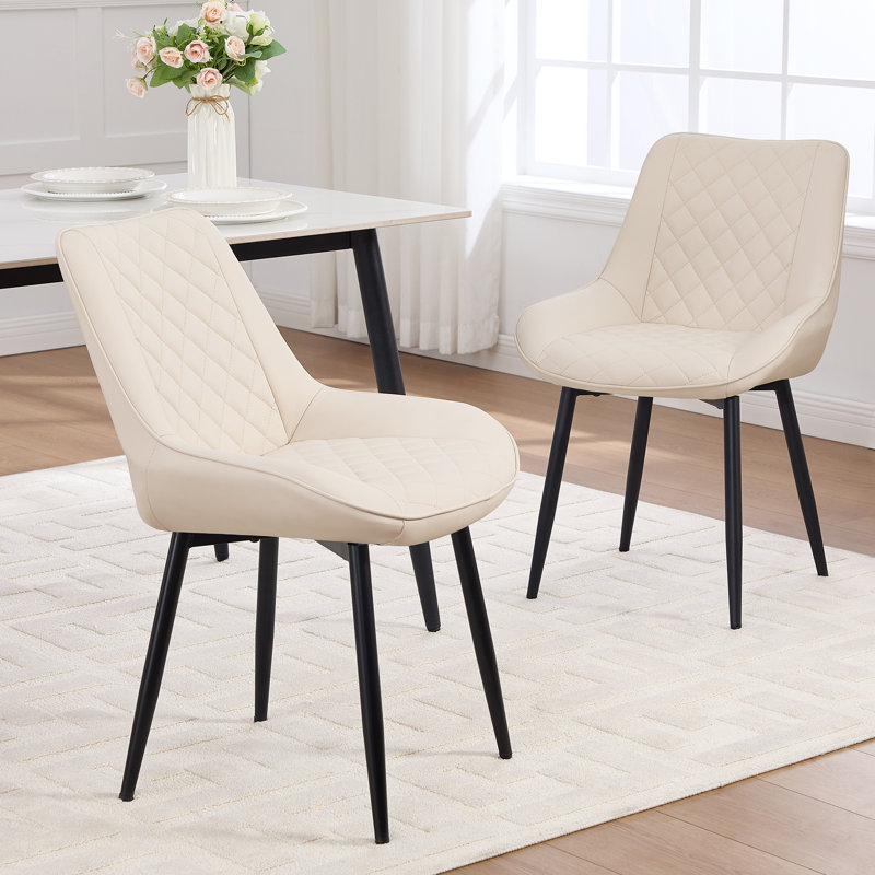 Chaise rembourrée en similicuir, Beige