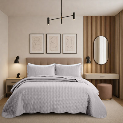 Modern Embossed Microfiber Twin Quilt Set