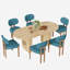 Ensemble de table de cuisine ovale à double piédestal-223772546-223772554-221402299