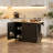 Fluted Cabinet Rolling Kitchen Island with Drop Leaf Top, Adjustable Interior Shelves & Convertible Feet Design-129521293