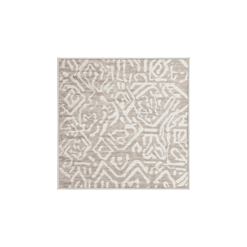 Tapis beige soyeux et moelleux, Carré 7 pi