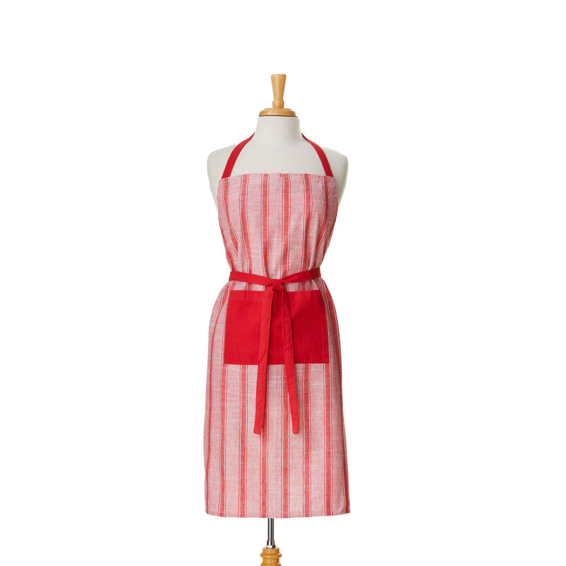 Red & White Stripe Kitchen Apron - Everyday Cooking Apron, Machine Washable