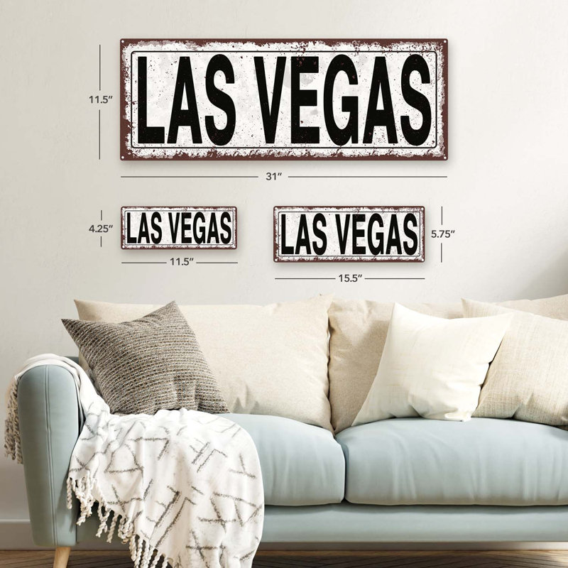 " Distressed, Las Vegas Metal Sign "