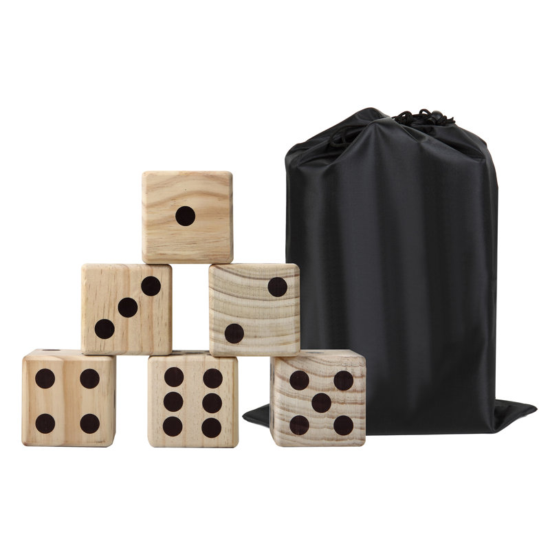 Oversized Outdoor Wooden Dice Set with Heat-Branded Dots