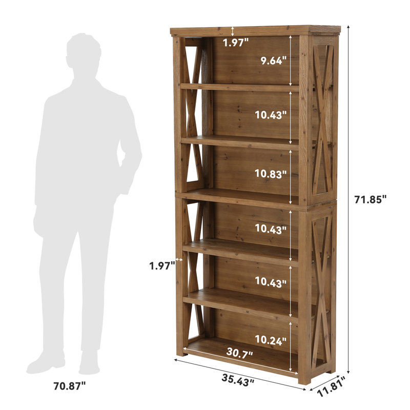 Bibliothèque 72 "en bois massif, bibliothèque ouverte à 7 niveaux