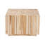 Table basse carrée en bois de teck avec détails de bûches réutilisées, naturel chaleureux, 27,6 pouces, décor de salon bohémien