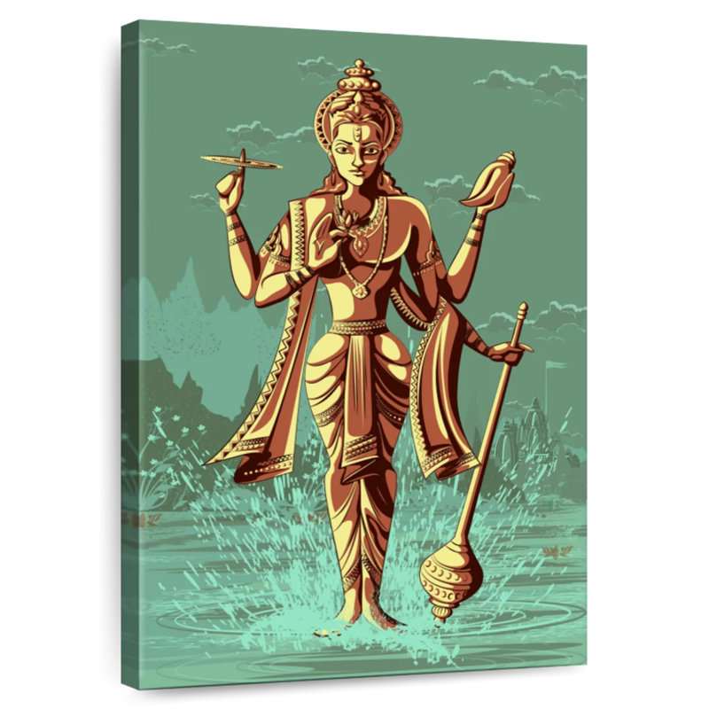 Adella, dieu indou Vishnu, H 24 po x l 16 po