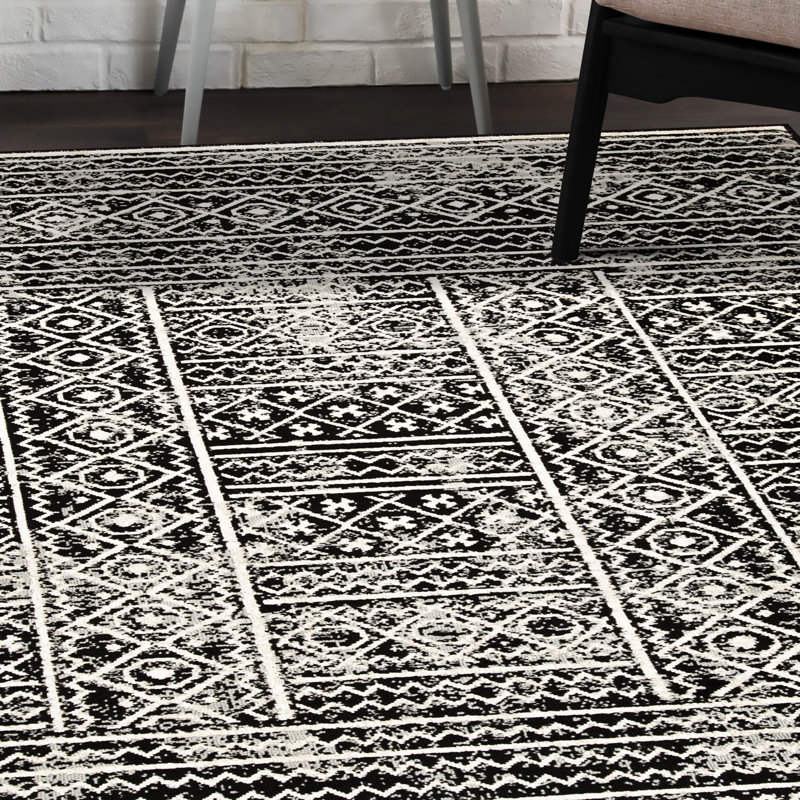 Tapis d'intérieur moderne Cosmo, Rectangle 4pi x 6 pi, Noir