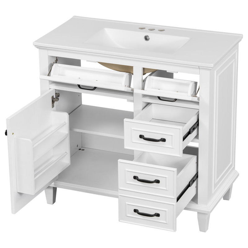Meuble-lavabo 36 po avec comptoir en céramique, Blanc