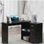 Bureau d'ordinateur en L avec angle de rotation de 180 °, avec tablettes de rangement, tiroirs et armoires