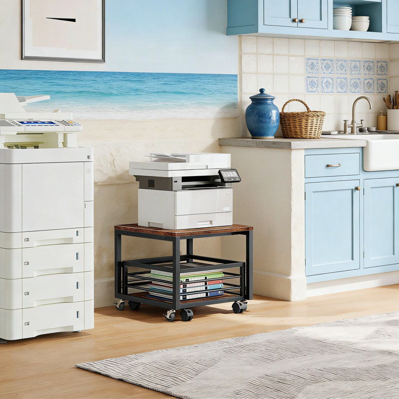 Mini Fridge Stand With Storage Basket, Mobile Cabinet With Locking Wheels And Adjustable Feet, Sturdy Metal Frame For Home, Office, Dorm