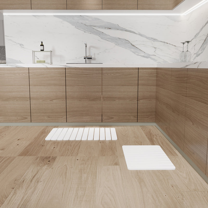 Ensemble de tapis de cuisine gris à séchage rapide Diatomite, Natural White