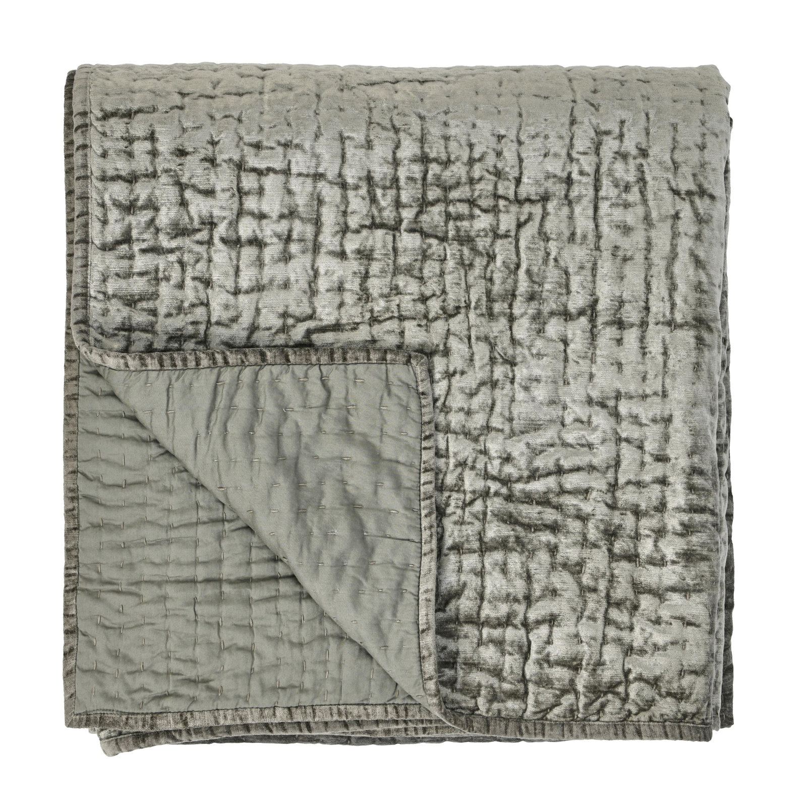 Velvet Quilt Set, King Quilt, Sage Green