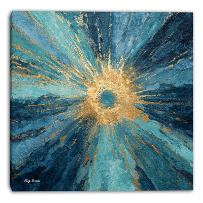 Blue Radiance Burst Wrapped Canvas Wall Art