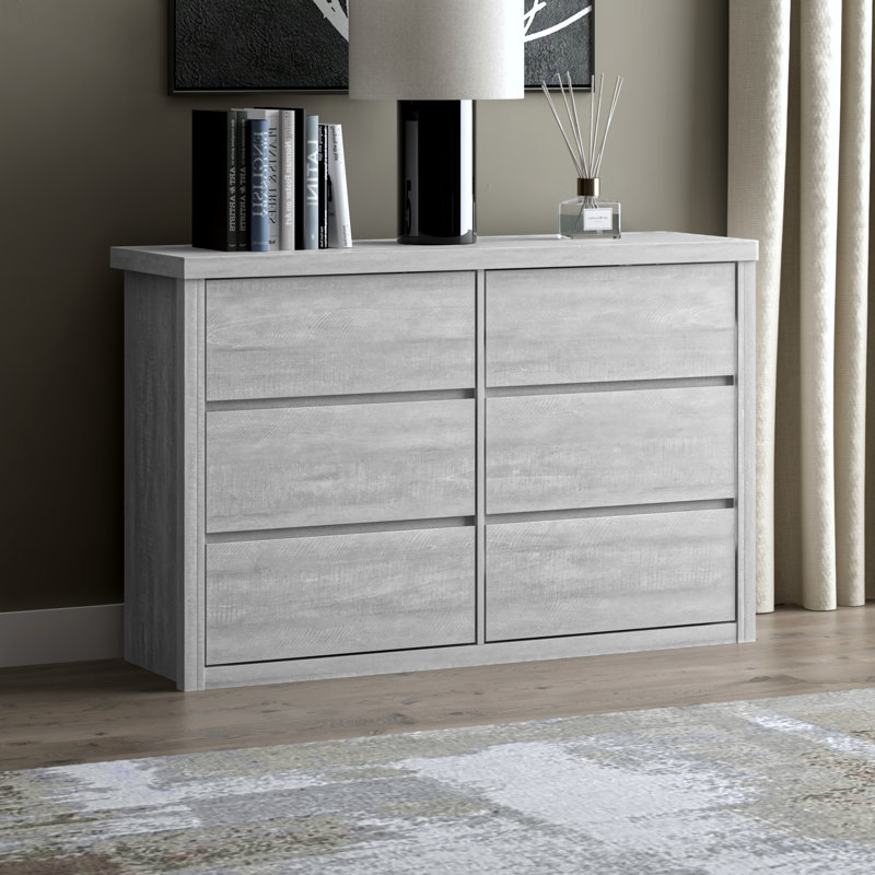 Brannick 46.5'' W 6 - Drawer Dresser, Dusty Gray Oak