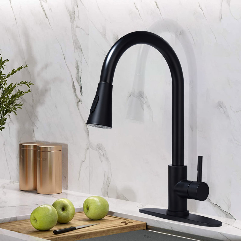 Interbath Pull Down Kitchen Faucet, Matte Black