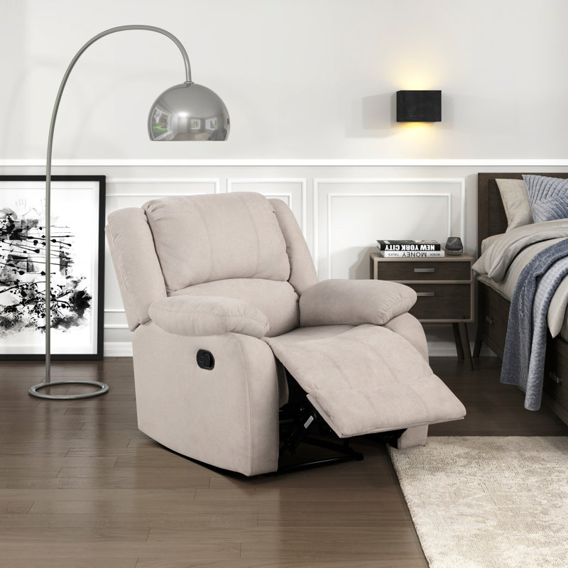 Fauteuil inclinable moderne avec revêtement en tissu texturé et accoudoirs à plateau-coussin