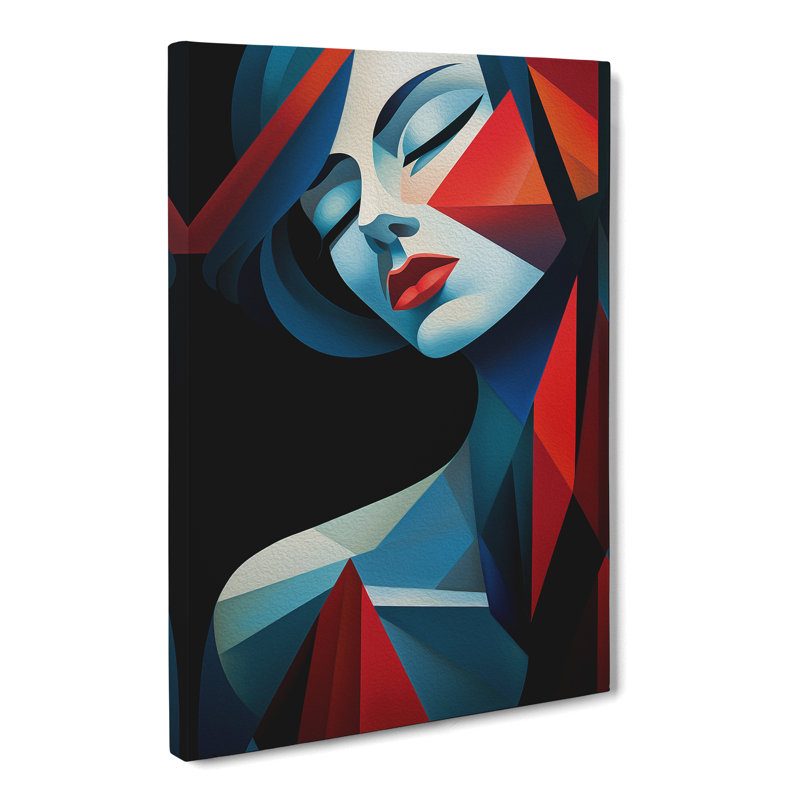 Art Deco Woman Cubism - Wrapped Canvas Print, 60cm H x 40cm W x 3cm D