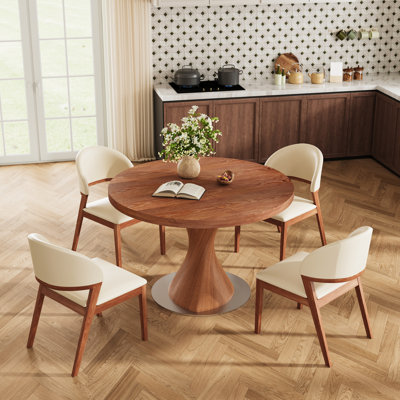 Ensembles de table et chaises de cuisine confortables en cuir PU, style ferme du milieu du siècle, 3/5/7 pièces, pour 2/4/6 personnes.