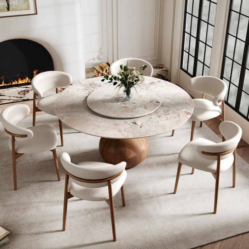  Ensemble de chaises de table de salle à manger 7 pièces Otelia, 29.52"H x 59.05"L x 59.05"W, Blanc