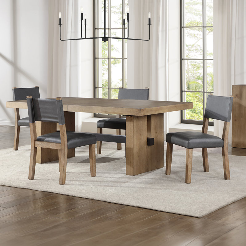 Ensemble de salle à manger Rickye, 5 pièces: table, 4 chaises, Brun / Gris