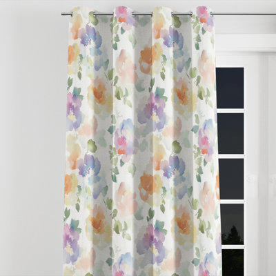 Floral Rideaux - 1 panneau de rideau en velours vert avec œillets
