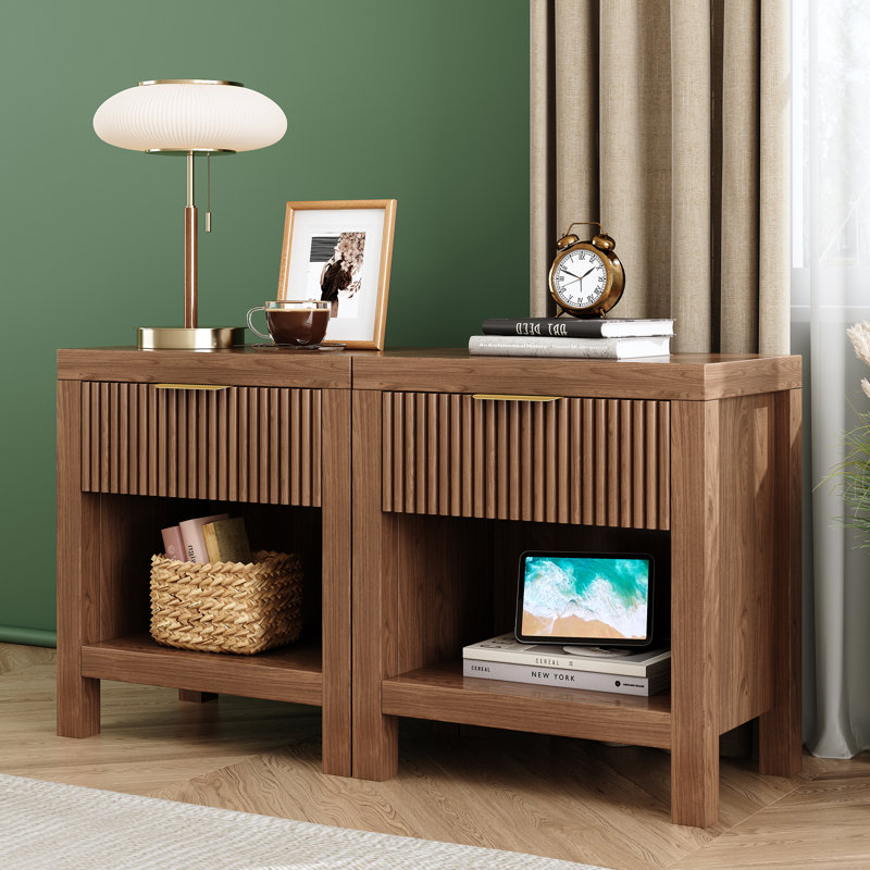 Latitude Run 19.69" Tall 1-Drawer Nightstand Set of 2