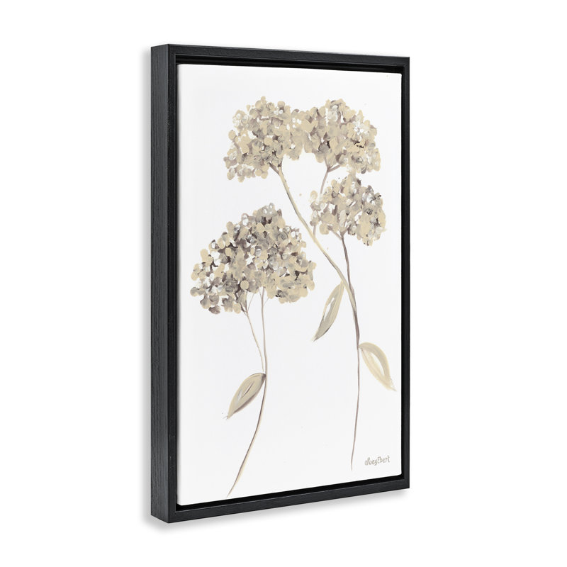 «Soft Geranium Florets», toile flottante encadrée par Roy Ebert, Cadre flottant noir de jais, H 25 po x l 17 po