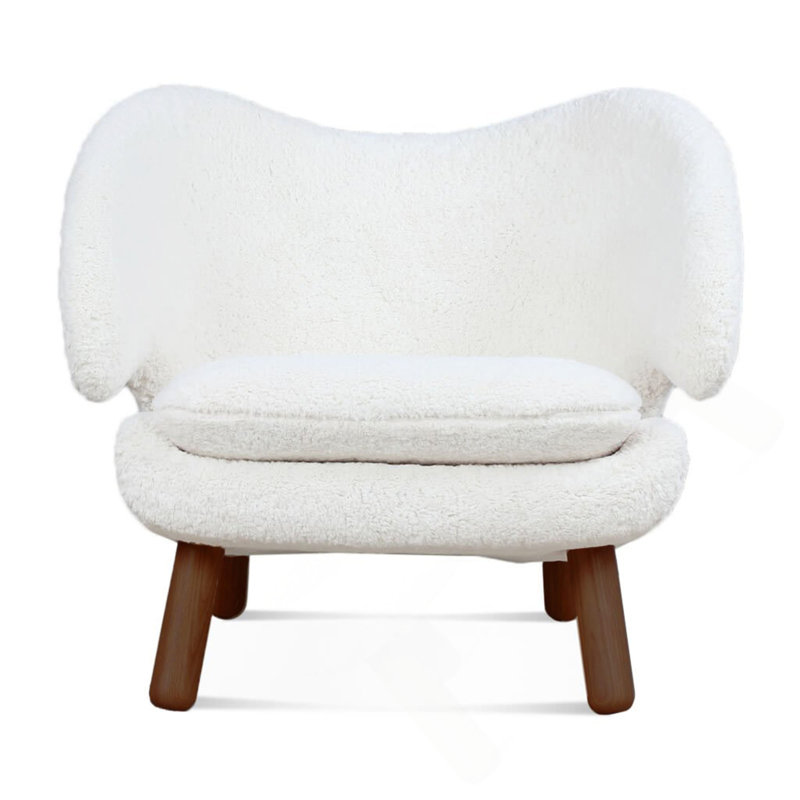 Chaise Pelican Sherpa - Blanc nuage / noyer