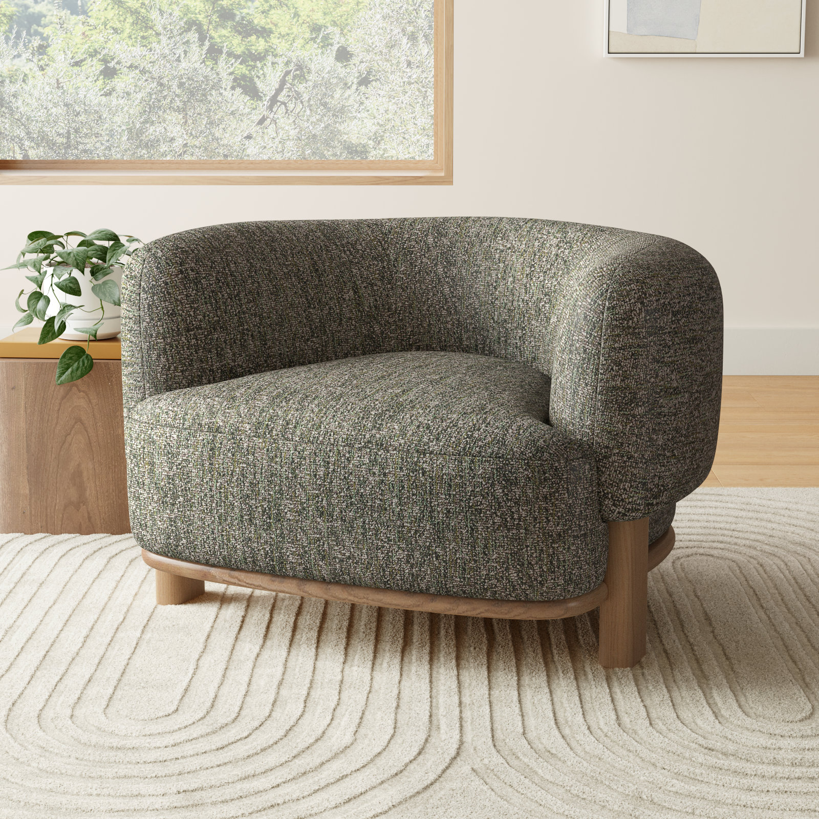 Moris Barrel Chair, Green