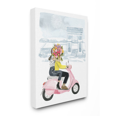 " Paris Flower Scooter Pink Blue "
