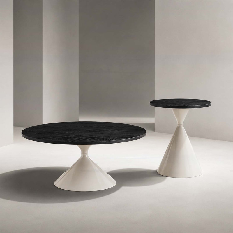 Ensemble de tables basses rondes 2 pièces, avec base en métal stable, facile à nettoyer et polyvalent pour toute pièce