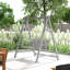 Outsunny 2 Seater Garden Swing Seat Wooden Swing Chair Bench Grey