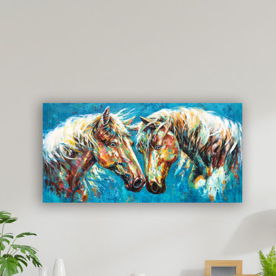 " Unique Abstract Colorful Horses " Painting Print