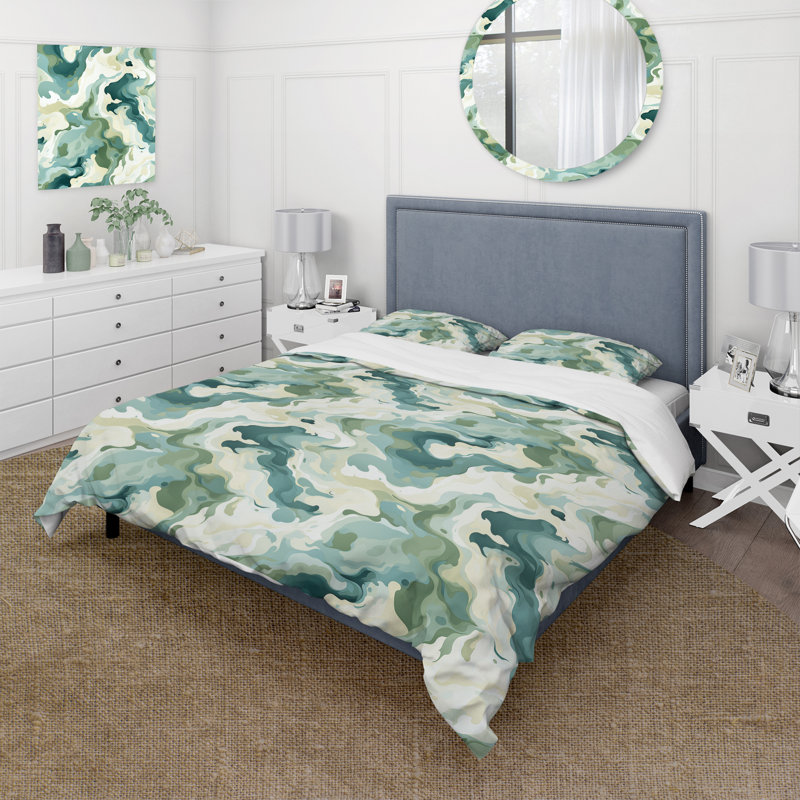 Ensemble de housse de couette Green Celestial Aura Camouflage III, Housse de couette pour très grand lit et 2 très