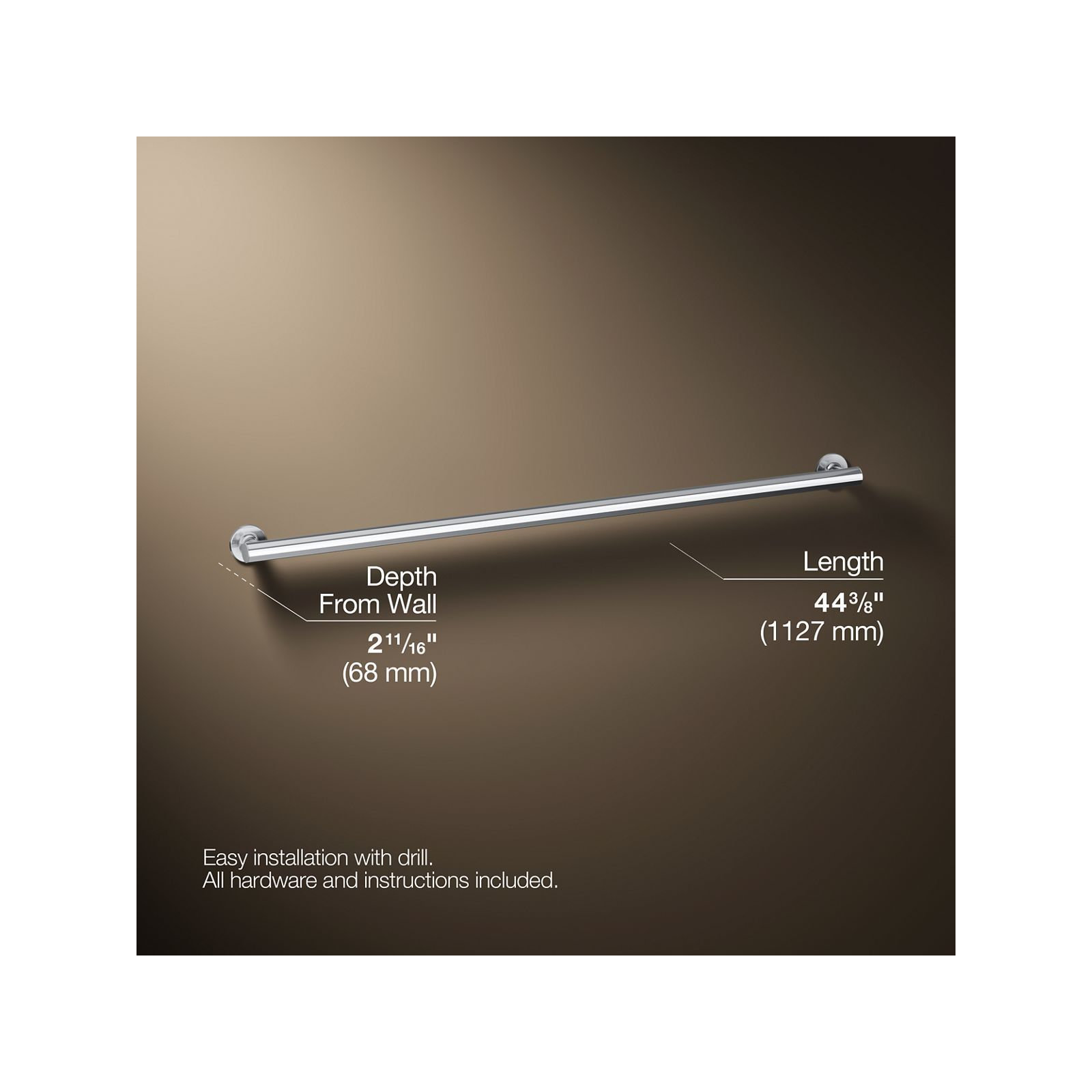 Purist Grab Bar, Polished Stainless, 42"W