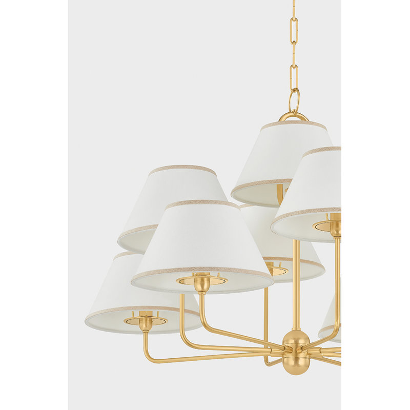 Durland Chandelier in Aged Brass, 25" H x 40.5" W x 40.5" D, 9 Lights