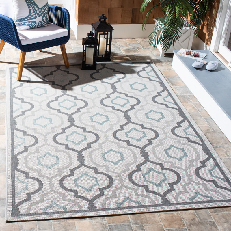 Tapis d'intérieur / extérieur à motif géométrique Bertka Performance, Rectangle de 9 pi x 12 pi