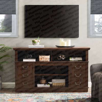 Meuble télé rétro avec rangement pour téléviseur de 65 po ou moins, meuble télé de style moderne Mid-Century avec tablette, meuble télé pour média, console télé pour salon Espresso l 60 po x P 15,75 po x H 34,25 po