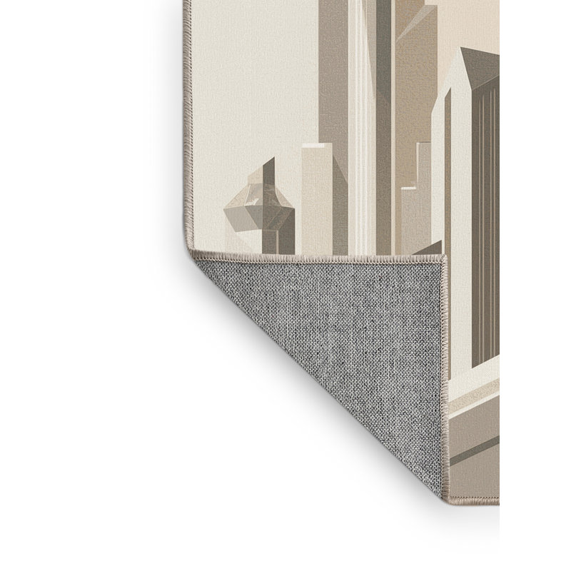 Tapis beige chic et luxueux lavable à la machine Peksenak, 8 pieds carrés